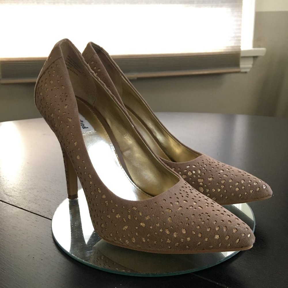 Not Rated Stiletto Heels Grey Gold Sparkle